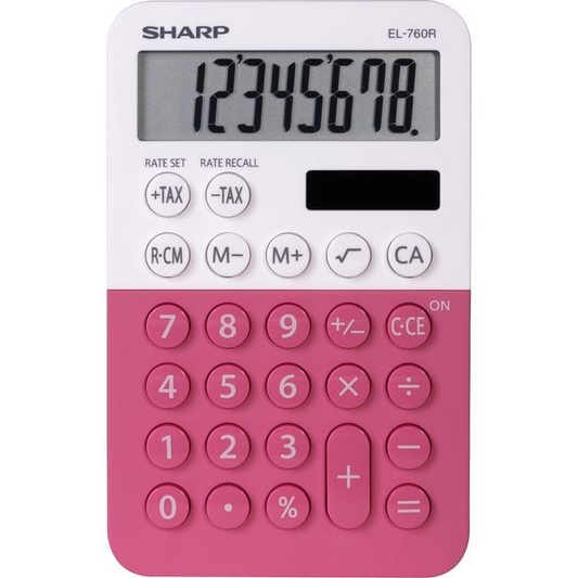 SHARP EL760RBPK XL 8-DIGIT DISPLAY CALCULATOR-RASPBERRY