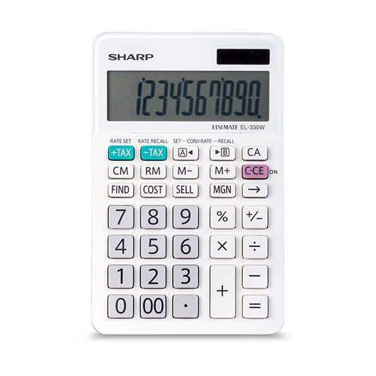 SHARP EL330WB XL 10 DIGIT DESKTOP CALCULATOR WITH INCLINE DISPLAY