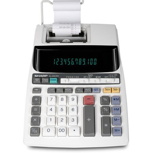 SHARP EL2201RII 12 DIGIT FLUORESCENT PRINTING CALCULATOR, 2-COLOUR