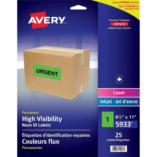 05933 HIGH VISIBILITY LASER FLUORESCENT GREEN SHIPPING LABEL